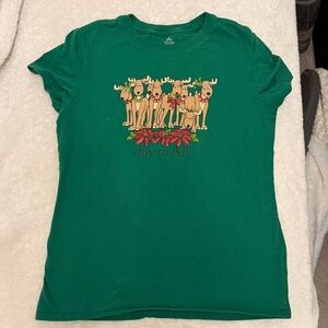 Green Christmas Reindeer T-Shirt size medium